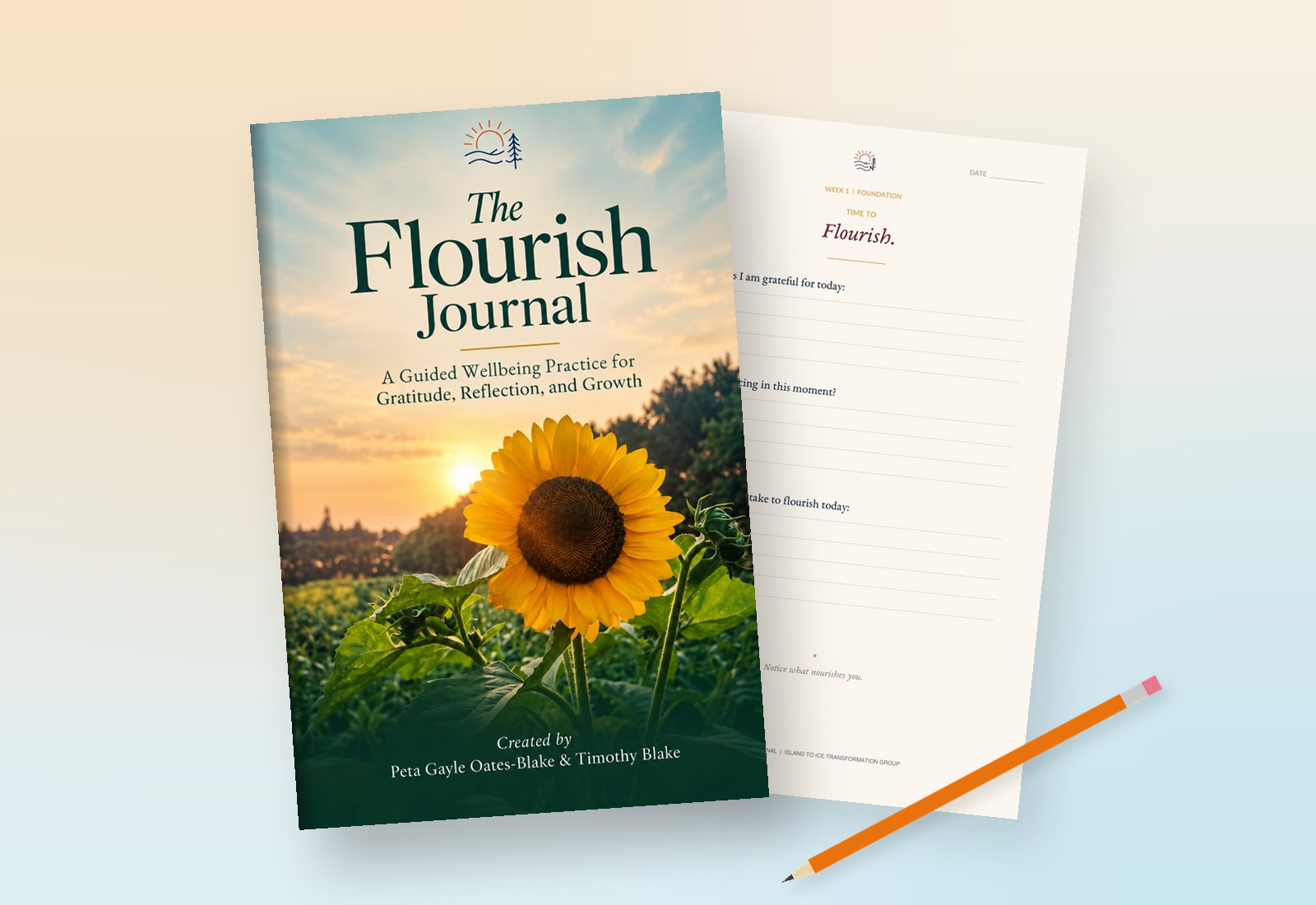 The Flourish Journal with an open daily prompt page