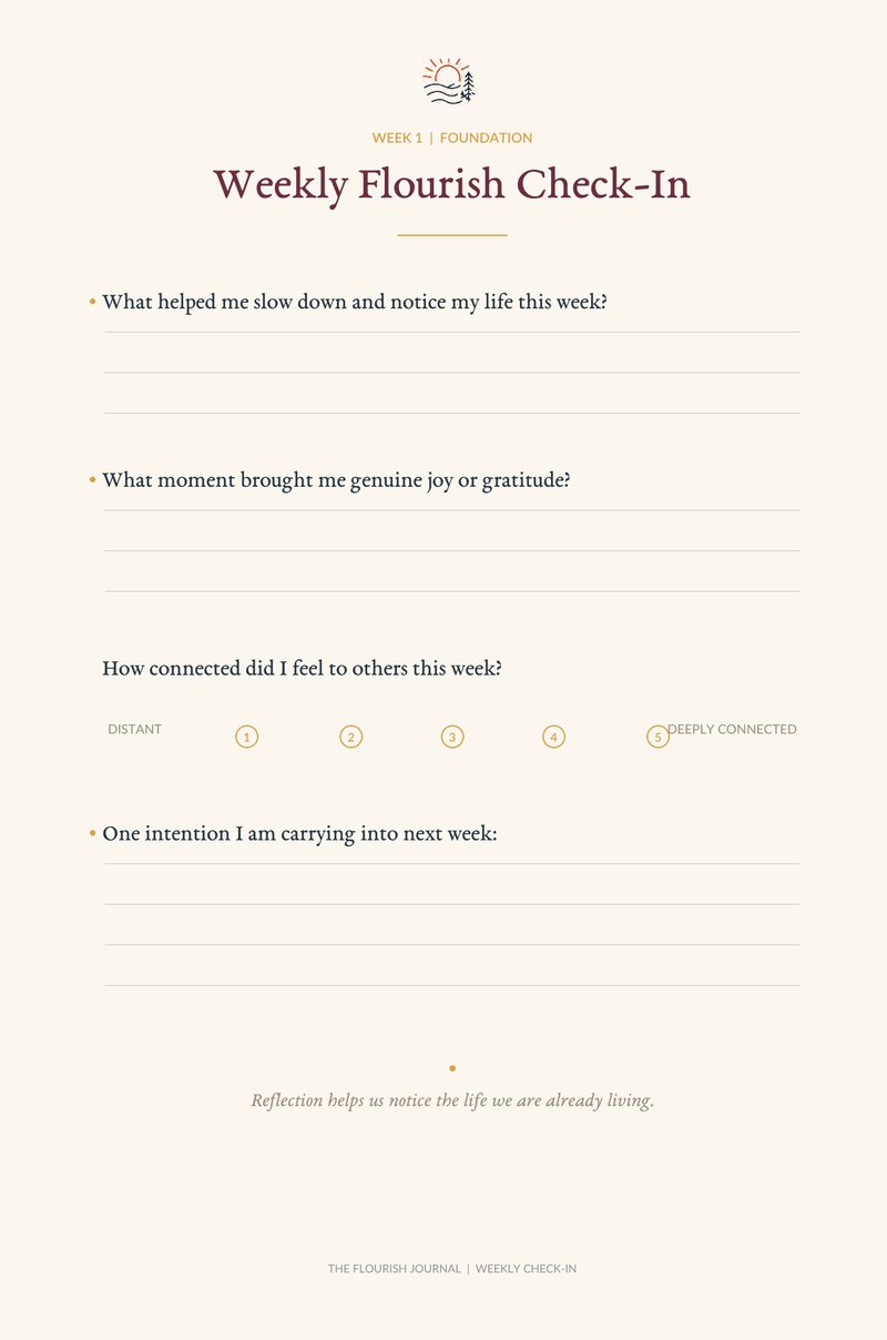 Weekly Flourish Check-In page